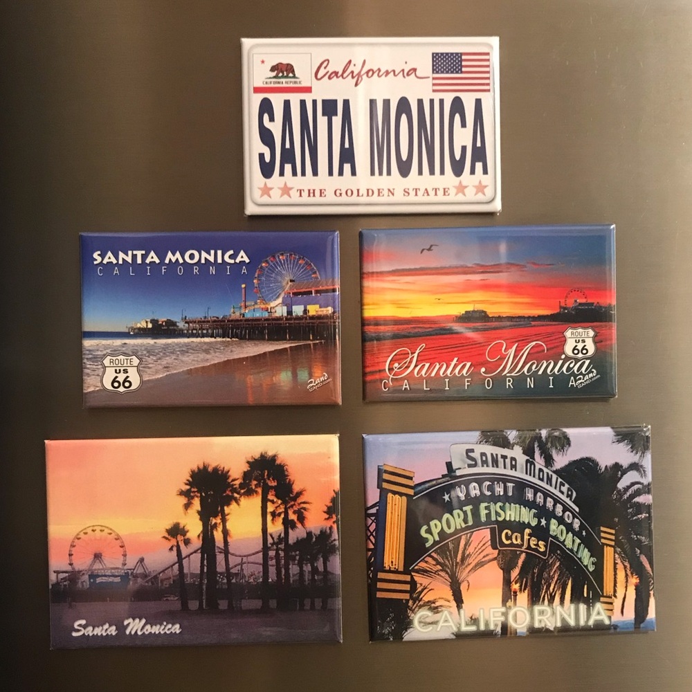 ✔️ 3 Left Santa Monica California Magnets 😎